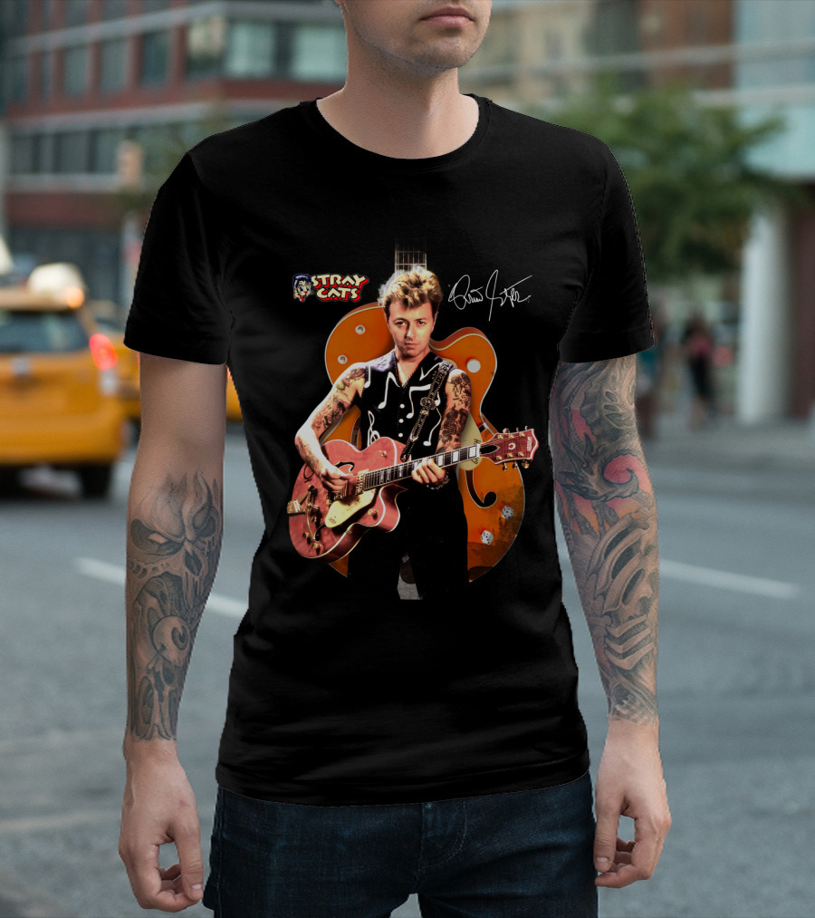 Stray Cats Rockabilly Brian Setzer Guitar T-Shirt