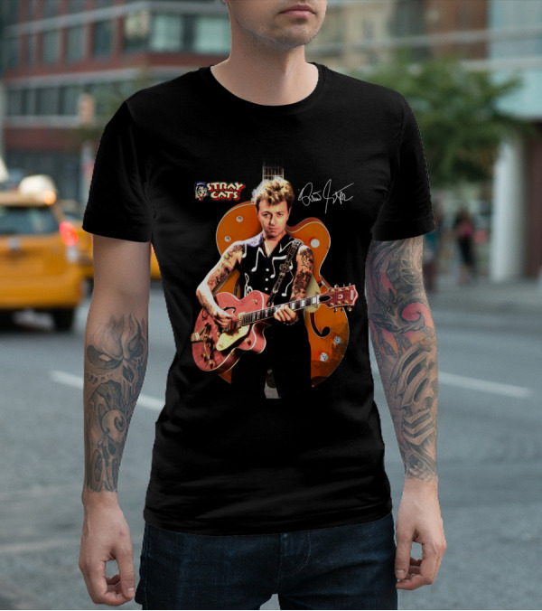 Stray Cats Rockabilly Brian Setzer Guitar T-Shirt