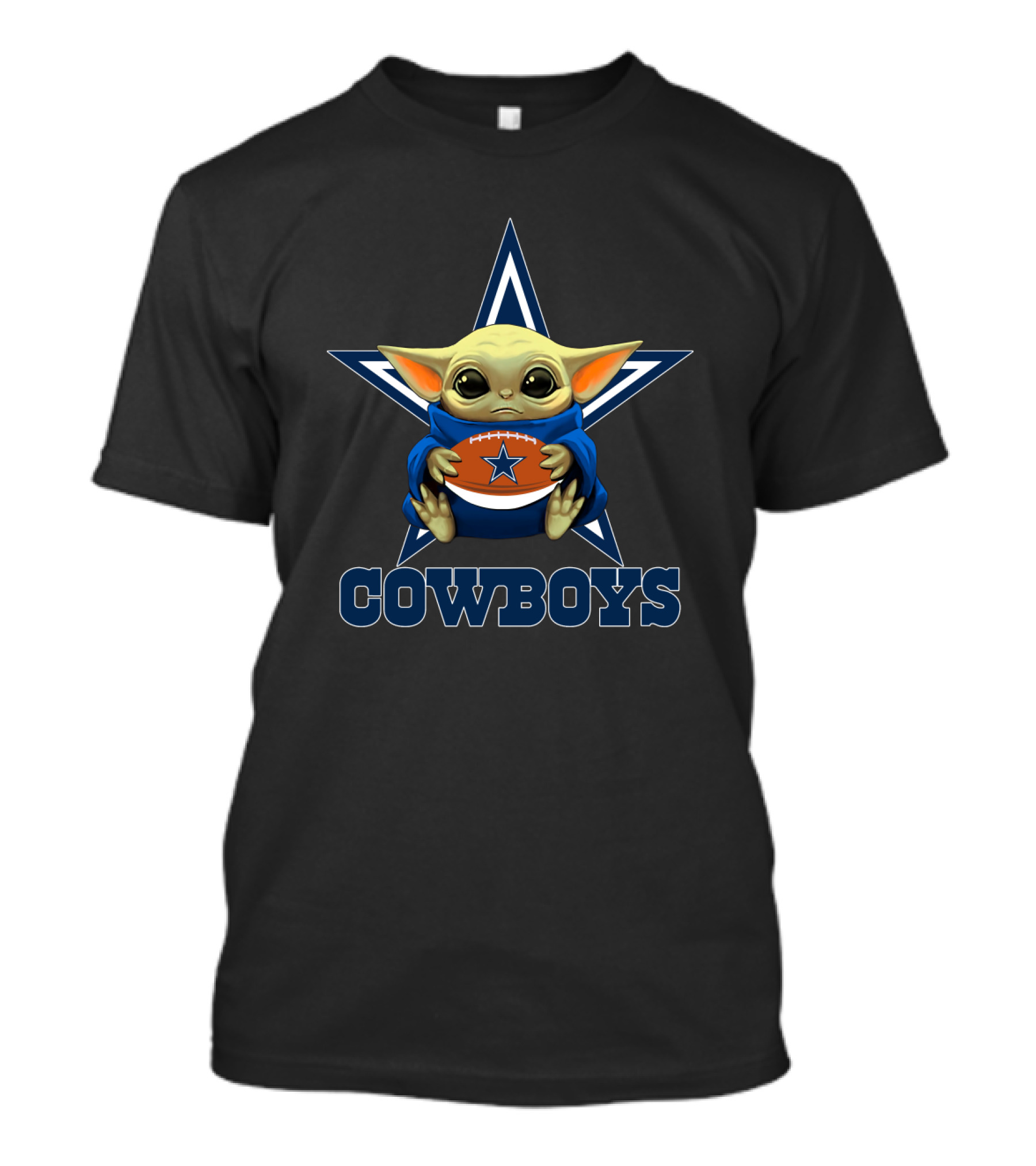 Cowboys Fan Baby Yoda Holding Football Star T-Shirt