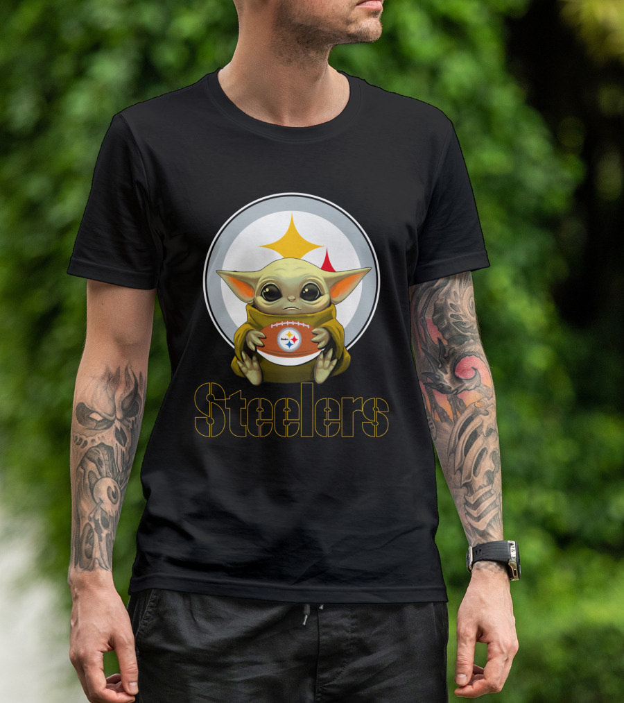 Steelers Baby Yoda Football Fan T-Shirt