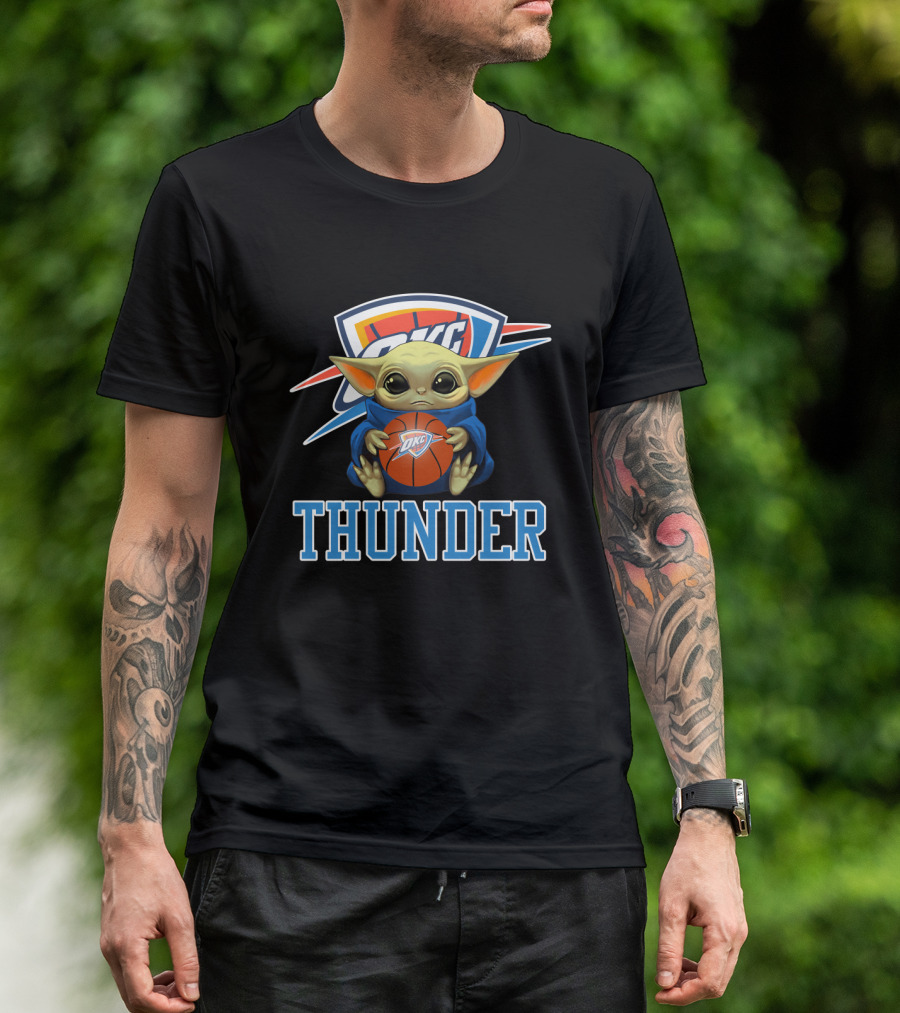 OKC Thunder Fan With Basketball And Character T-Shirt
