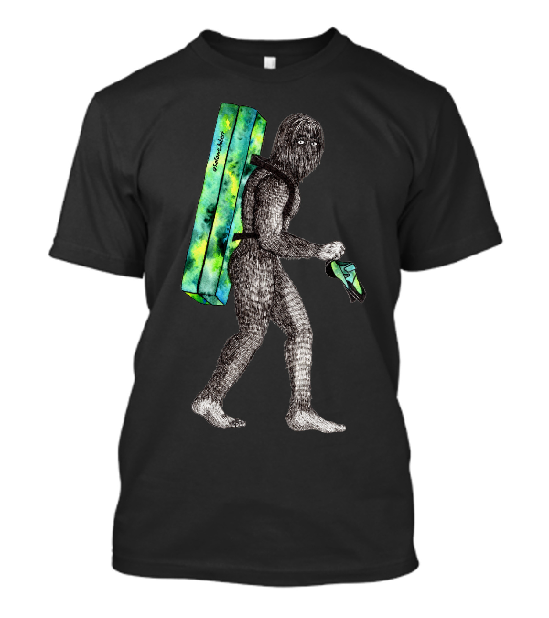 Bouldering Sasquatch With Crash Pad And Climbing Shoes T-Shirt