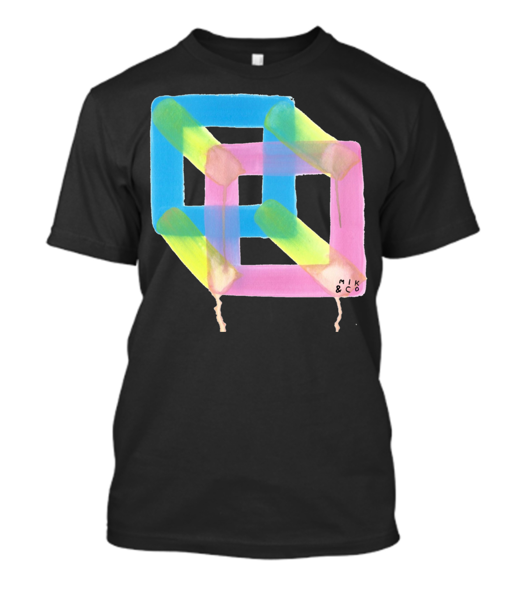 Mik And Co The Cubicle Optical Illusion Interlocking Geometric Shapes T-Shirt