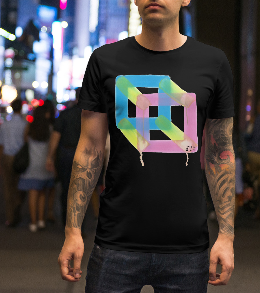 Mik And Co The Cubicle Optical Illusion Interlocking Geometric Shapes T-Shirt