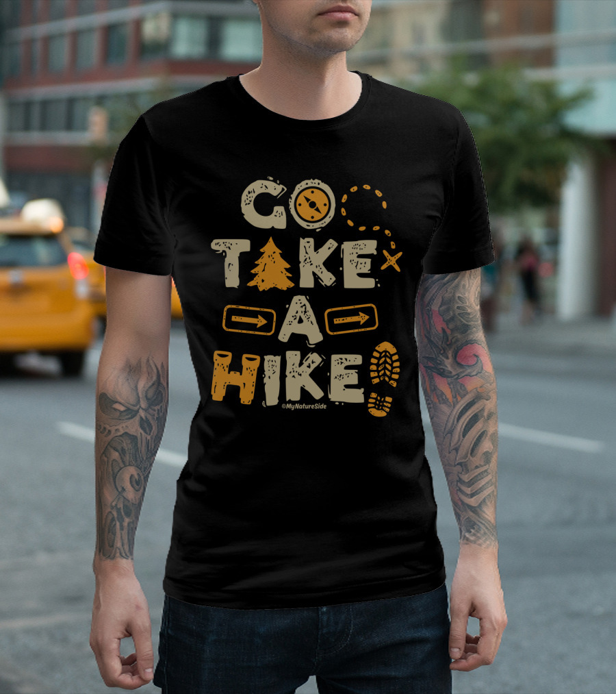 Go Take A Hike Nature Adventure Compass Tree Footprint T-Shirt