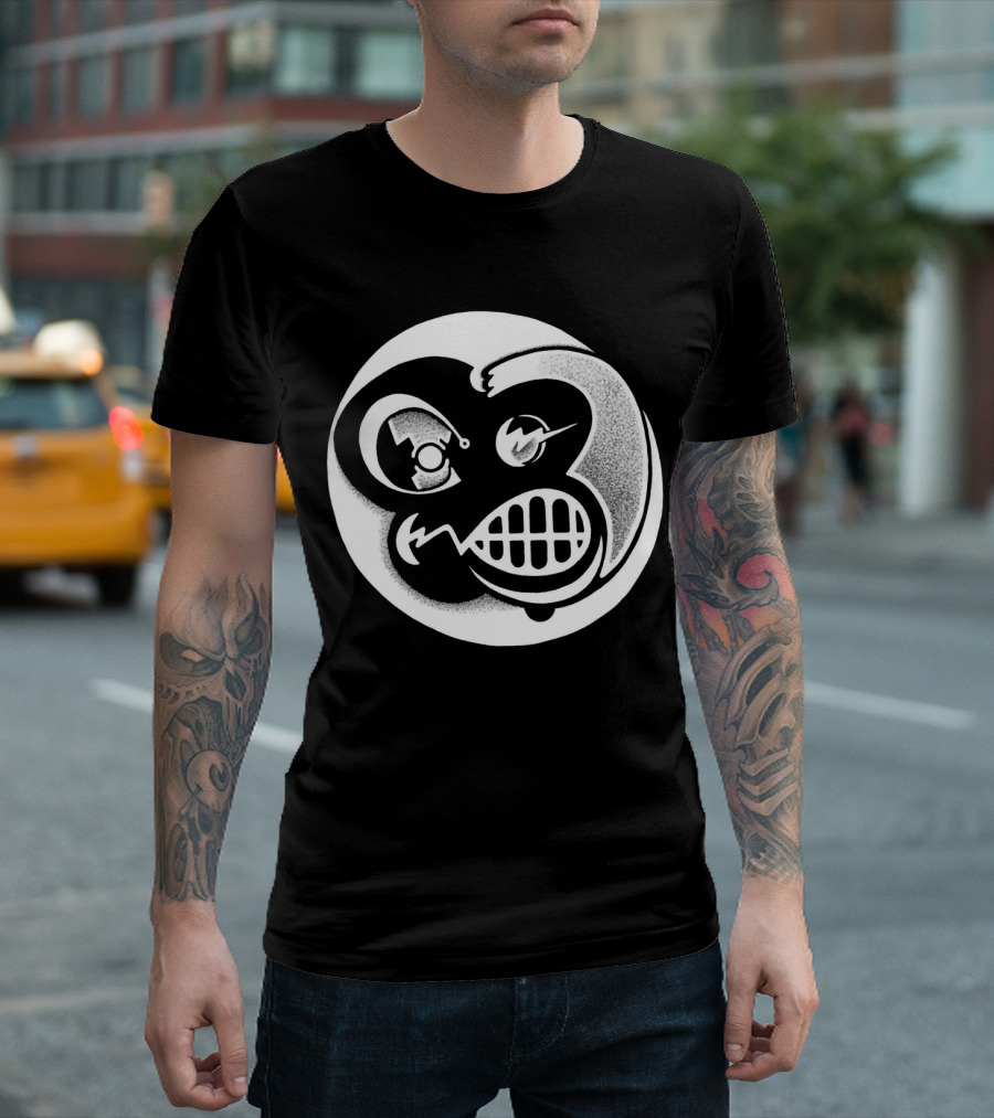 Billy Reverse Symbol Grinning Abstract Monochrome T-Shirt