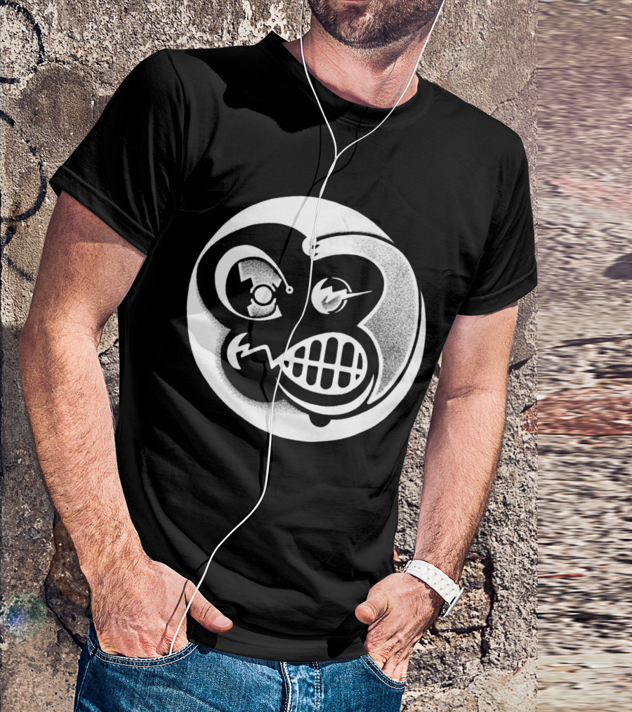 Billy Reverse Symbol Grinning Abstract Monochrome T-Shirt