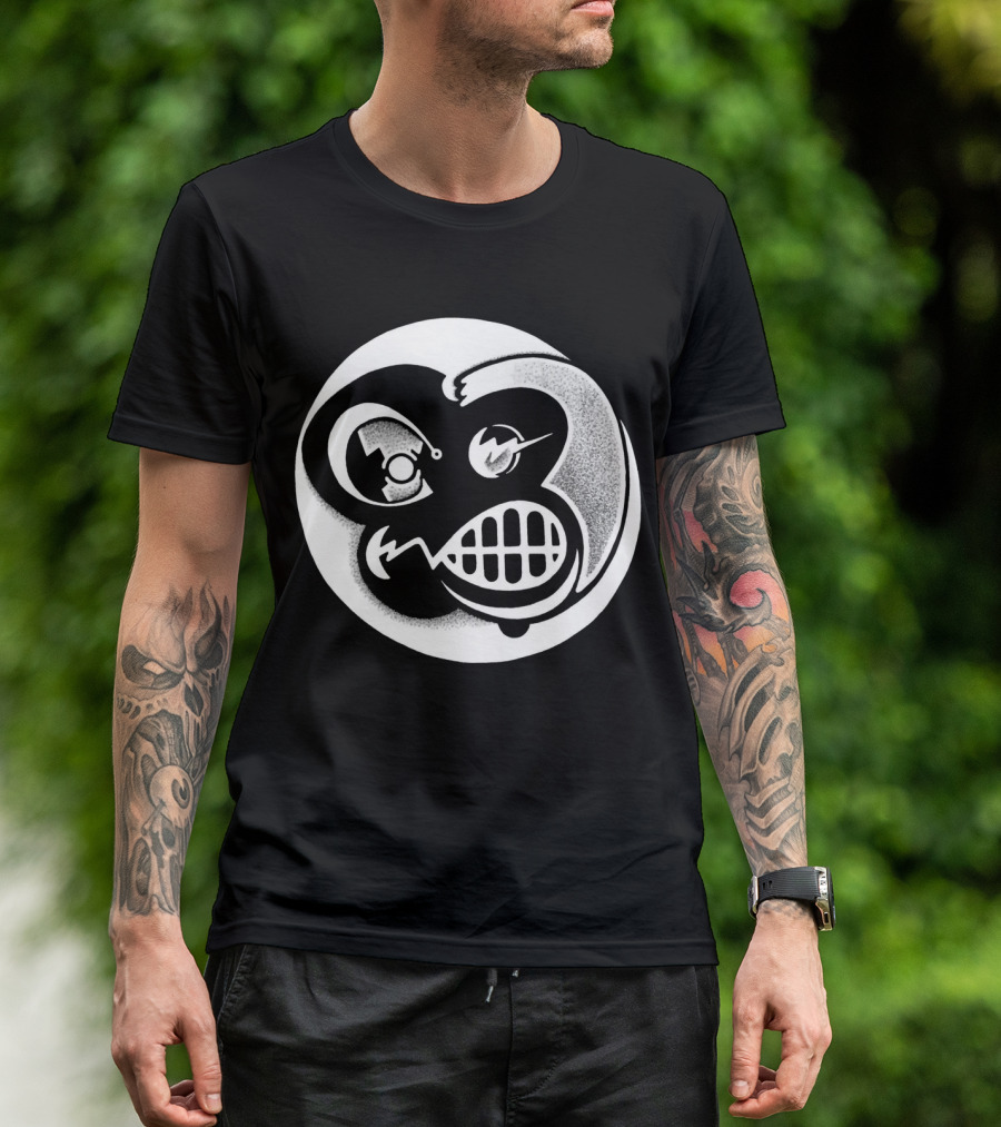 Billy Reverse Symbol Grinning Abstract Monochrome T-Shirt