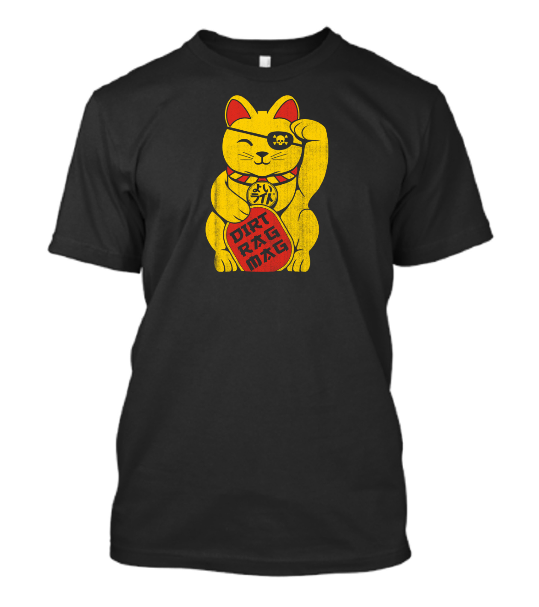 Dirt Rag Mag Pirate Eyepatch Lucky Cat Japan T-Shirt