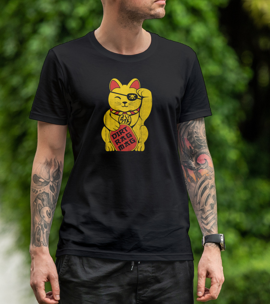 Dirt Rag Mag Pirate Eyepatch Lucky Cat Japan T-Shirt