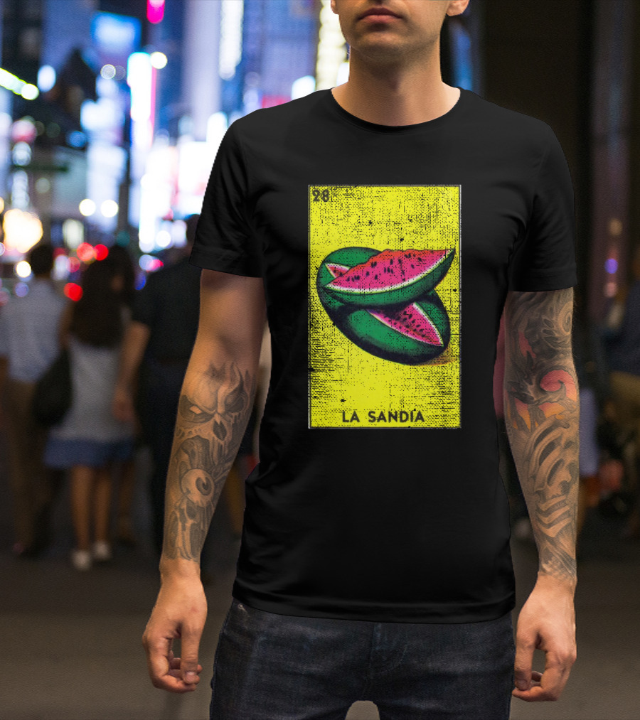 La Sandia 28 Mexican Loteria Bingo Card Watermelon T-Shirt