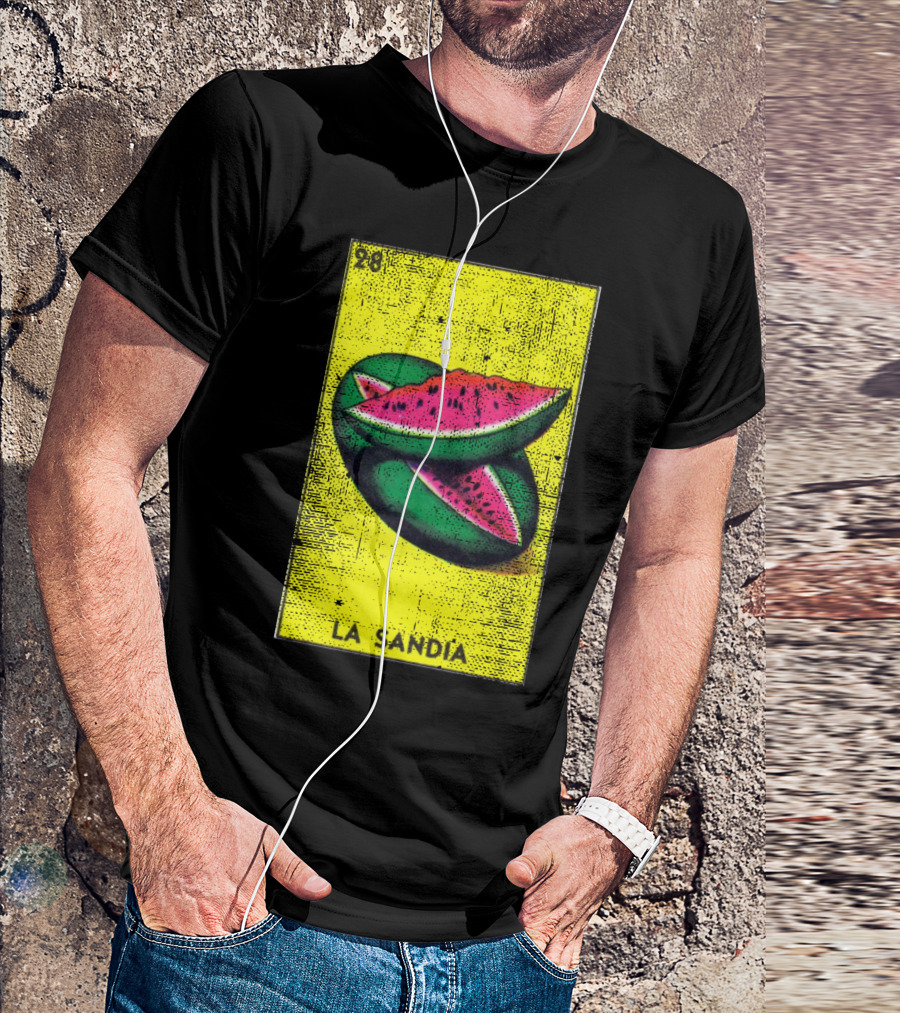 La Sandia 28 Mexican Loteria Bingo Card Watermelon T-Shirt