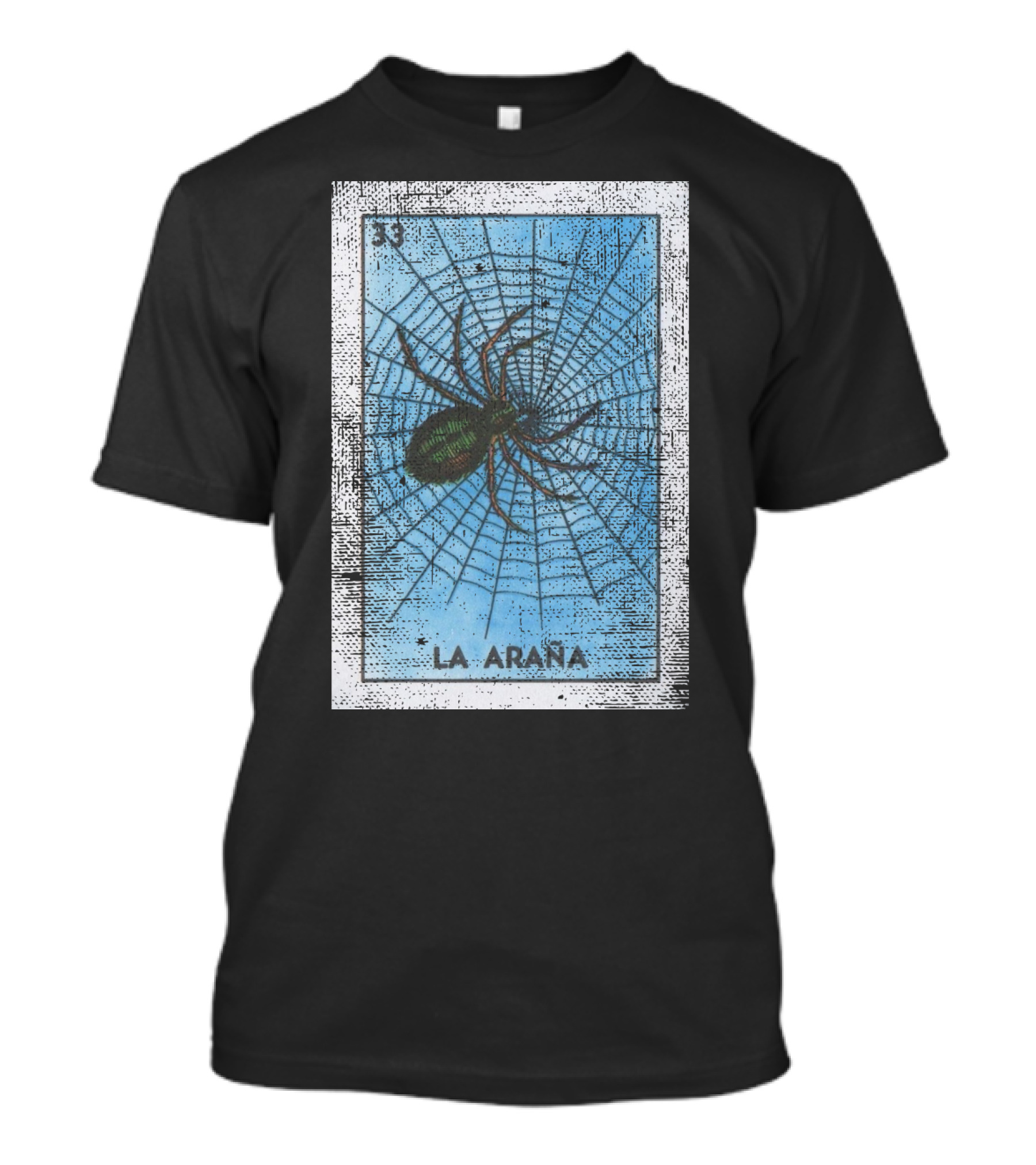 La Arana Mexican Loteria Card Number 33 Spider On Web T-Shirt