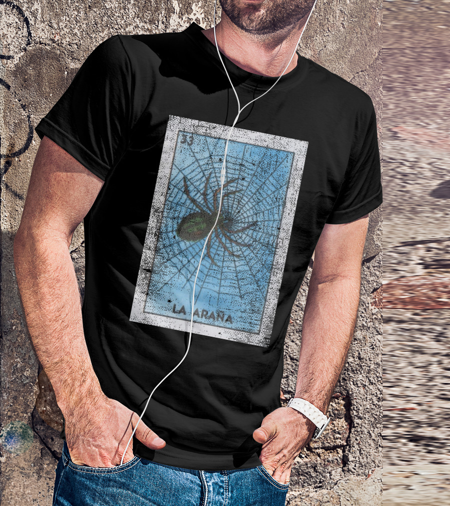 La Arana Mexican Loteria Card Number 33 Spider On Web T-Shirt