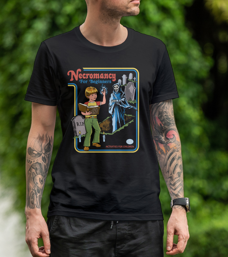 Necromancy For Beginners Activities For Children Graveyard Magic With Grim Reaper T-Shirt