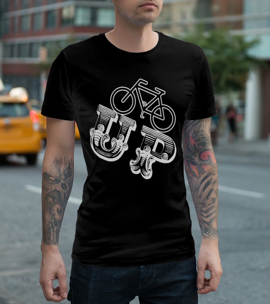 UP Bicycle With Vintage Ornamental Typography T-Shirt