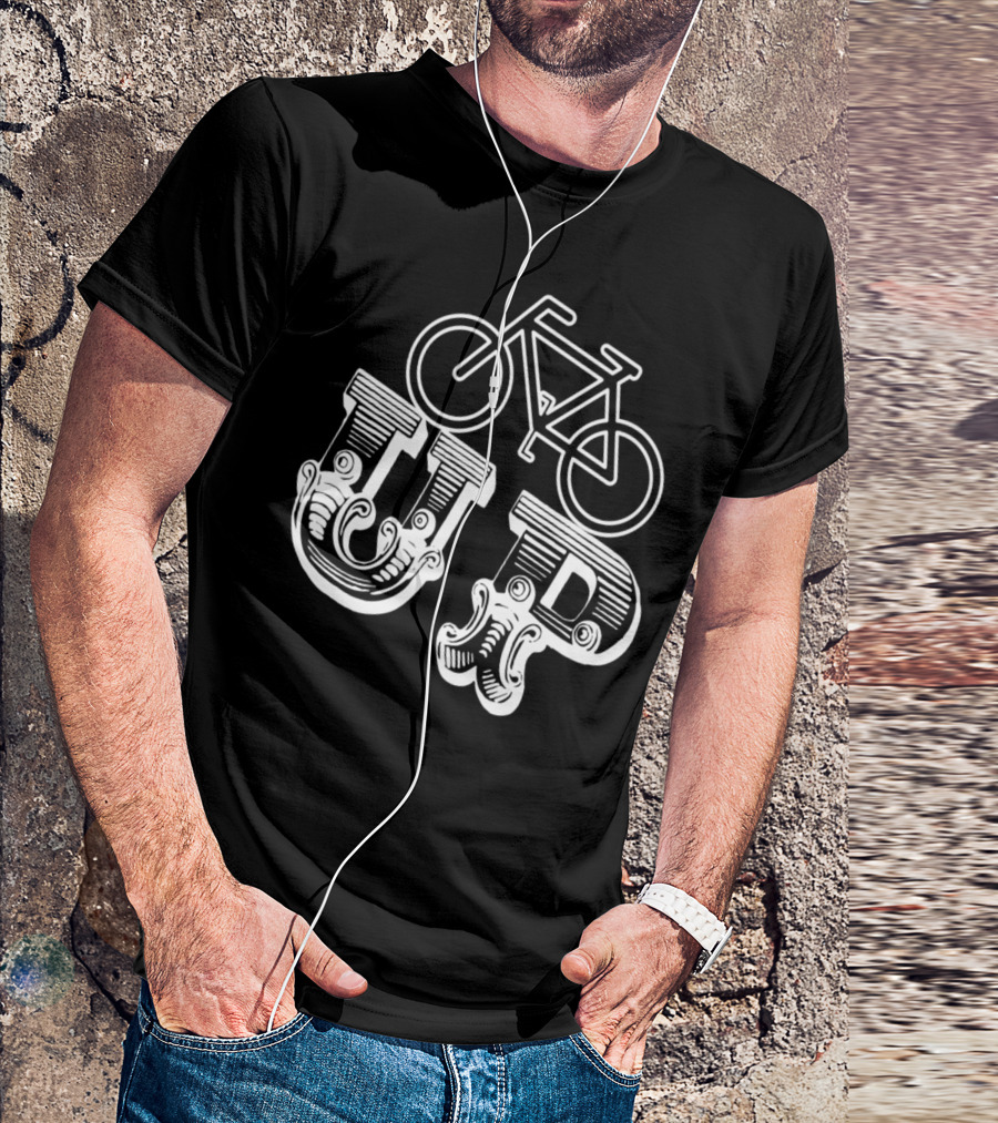 UP Bicycle With Vintage Ornamental Typography T-Shirt