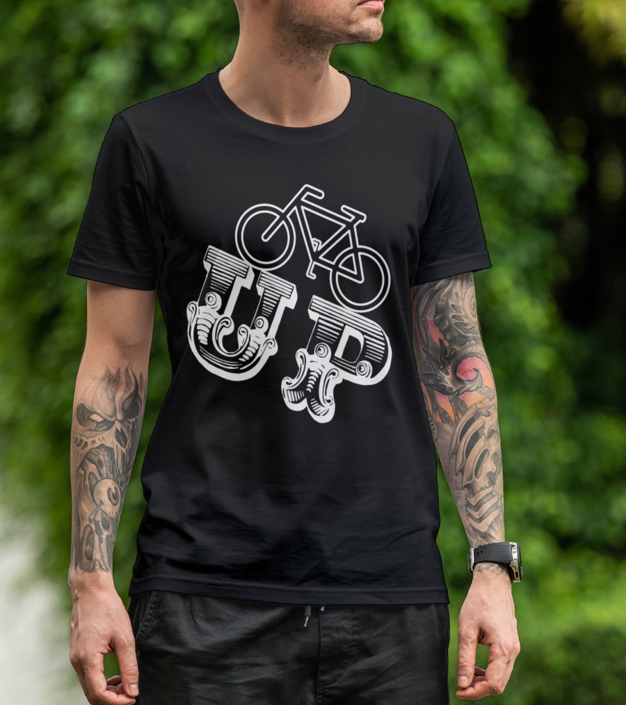 UP Bicycle With Vintage Ornamental Typography T-Shirt