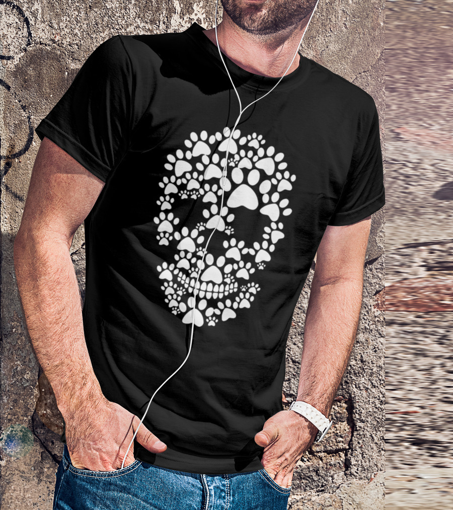 Paw Prints Skull Dog T-Shirt