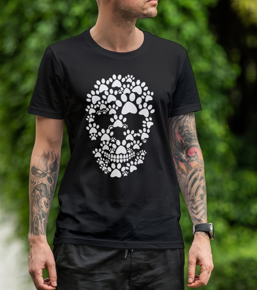Paw Prints Skull Dog T-Shirt