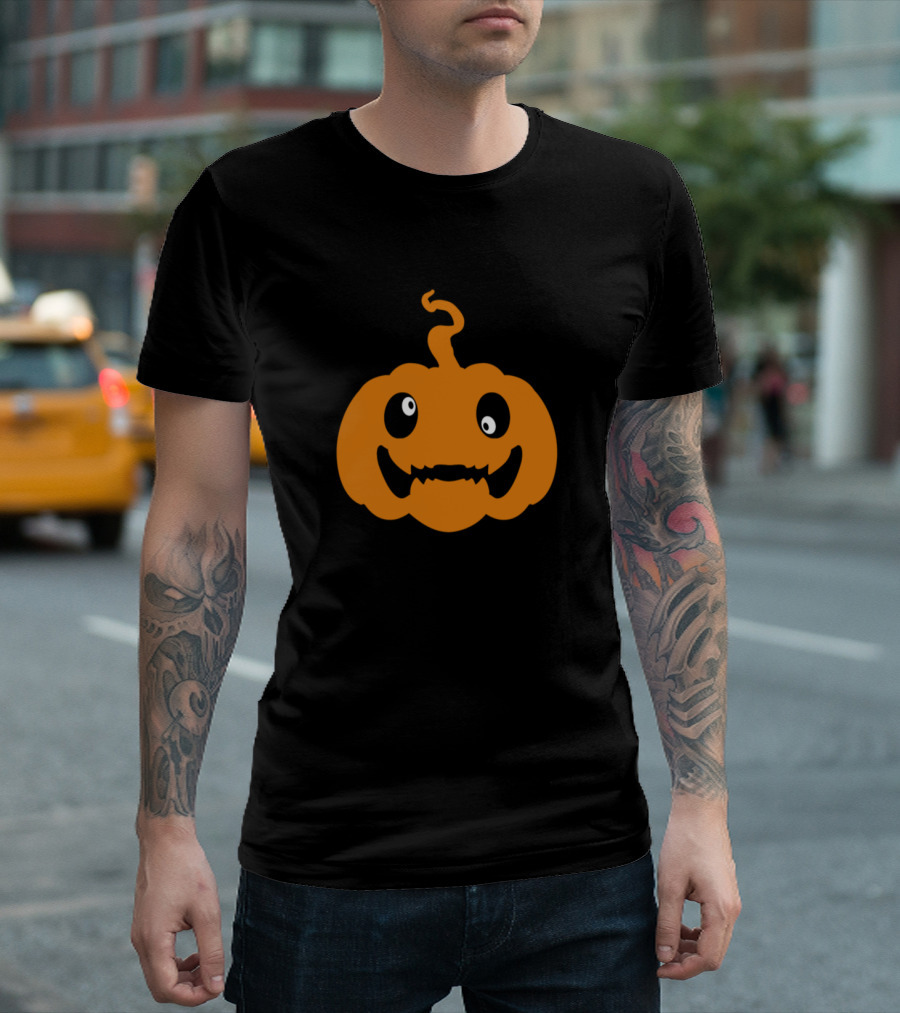 Twisted Eyes Pumpkin Halloween Face T-Shirt