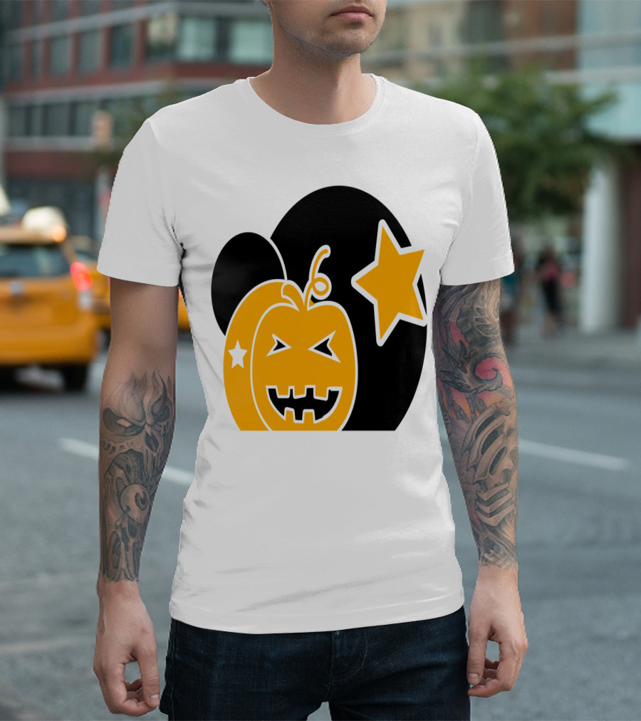 Halloween Circle Pumpkin and Stars Star Jack-O'-Lantern T-Shirt