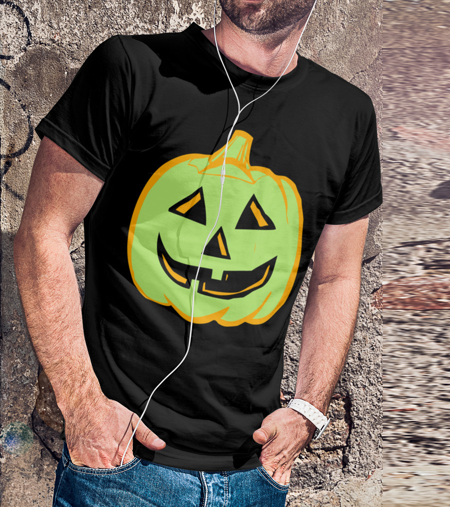 Pumpkin Lantern Green Black Yellow T-Shirt