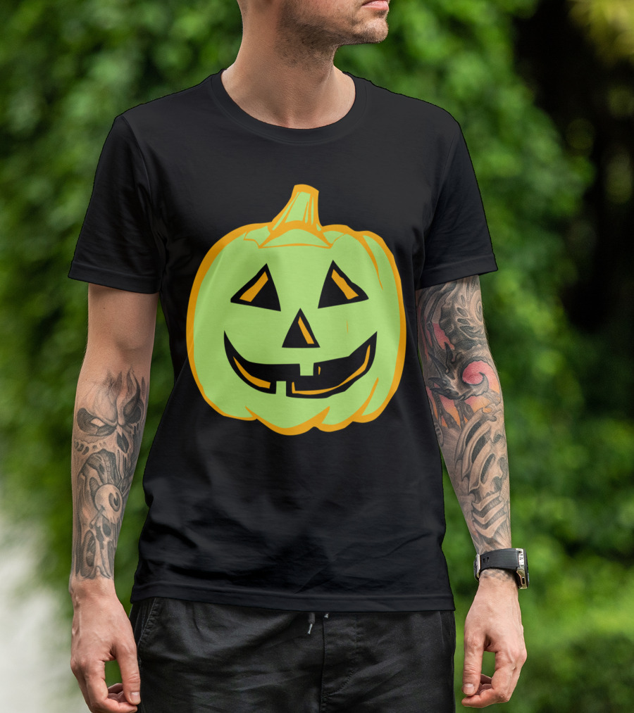 Pumpkin Lantern Green Black Yellow T-Shirt