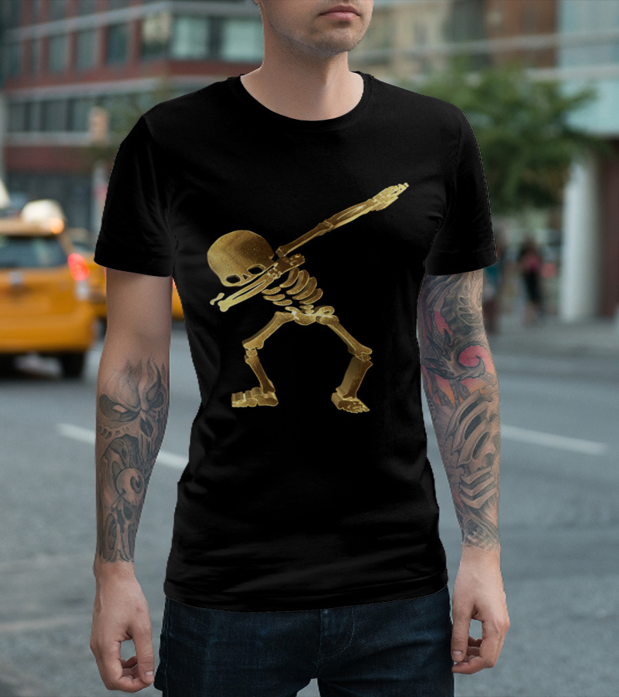 Dabbing Golden Skeleton Pose T-Shirt