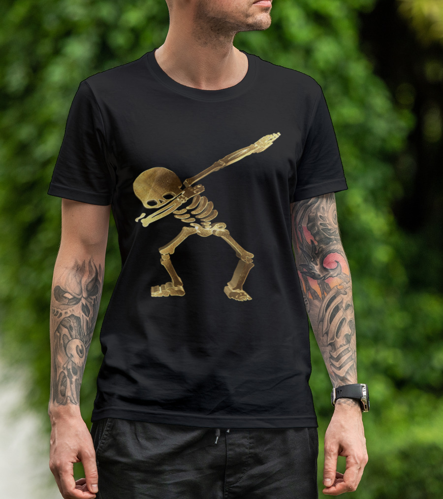 Dabbing Golden Skeleton Pose T-Shirt