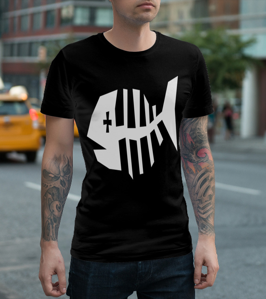 Fish Bone Skeleton Bold Geometric T-Shirt