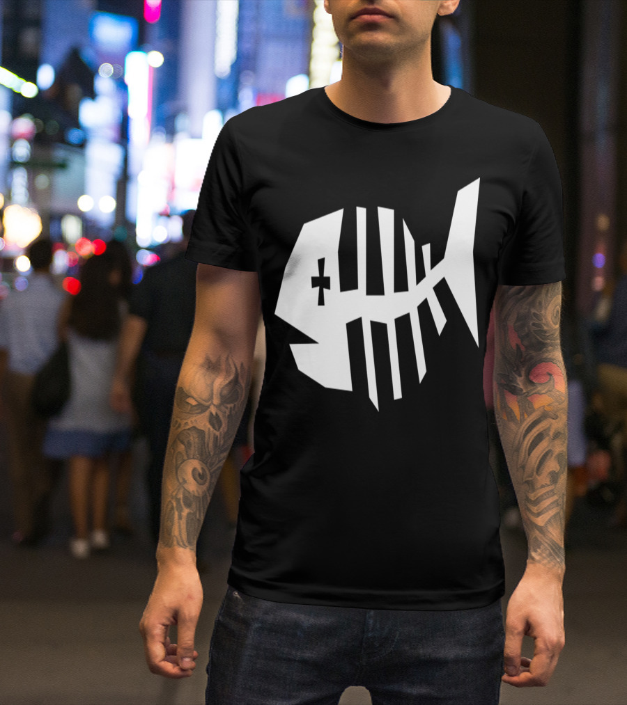 Fish Bone Skeleton Bold Geometric T-Shirt