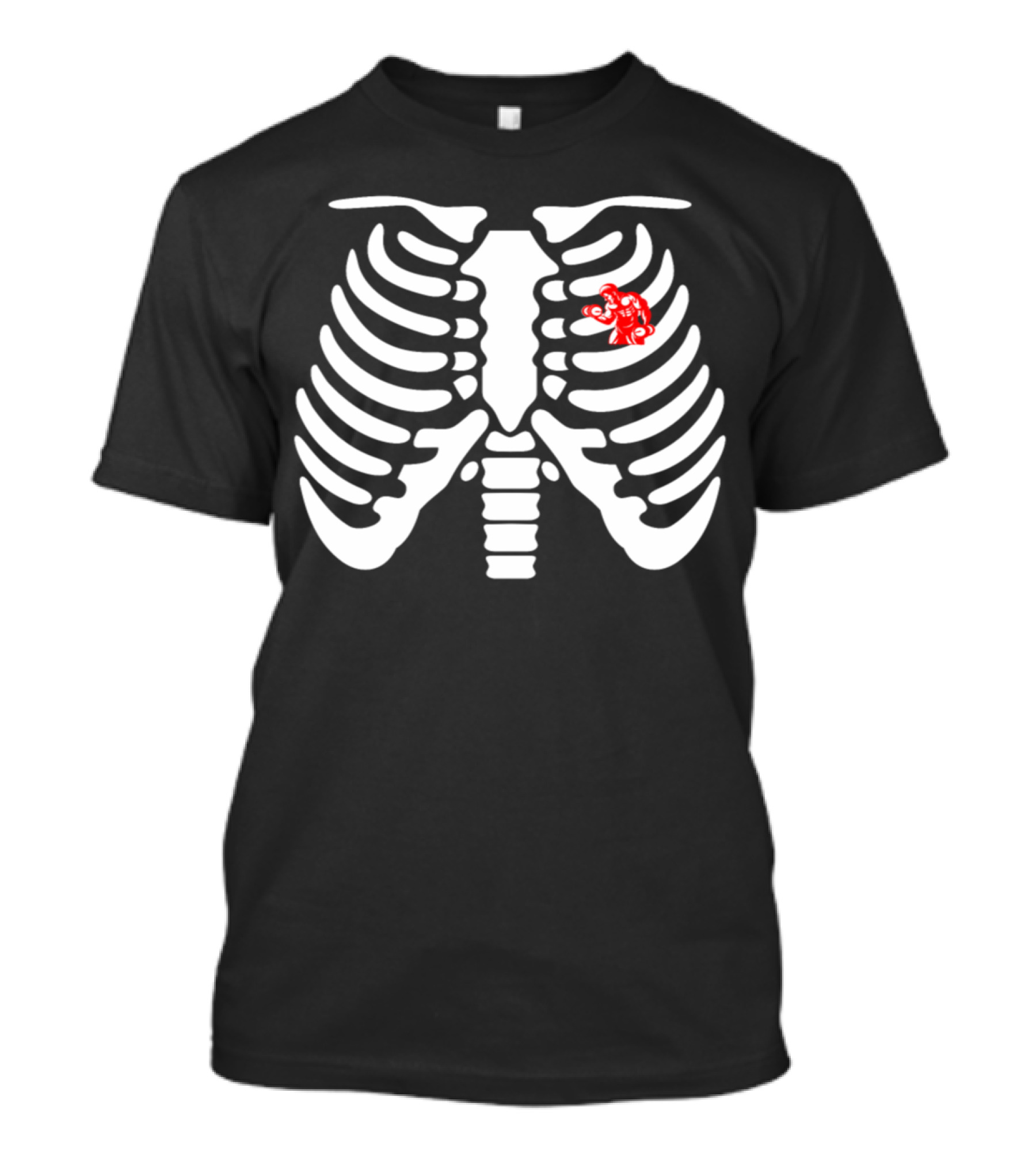 Halloween Skeleton Weight Lifting Ribcage Red Lifter Icon Novelty T-Shirt