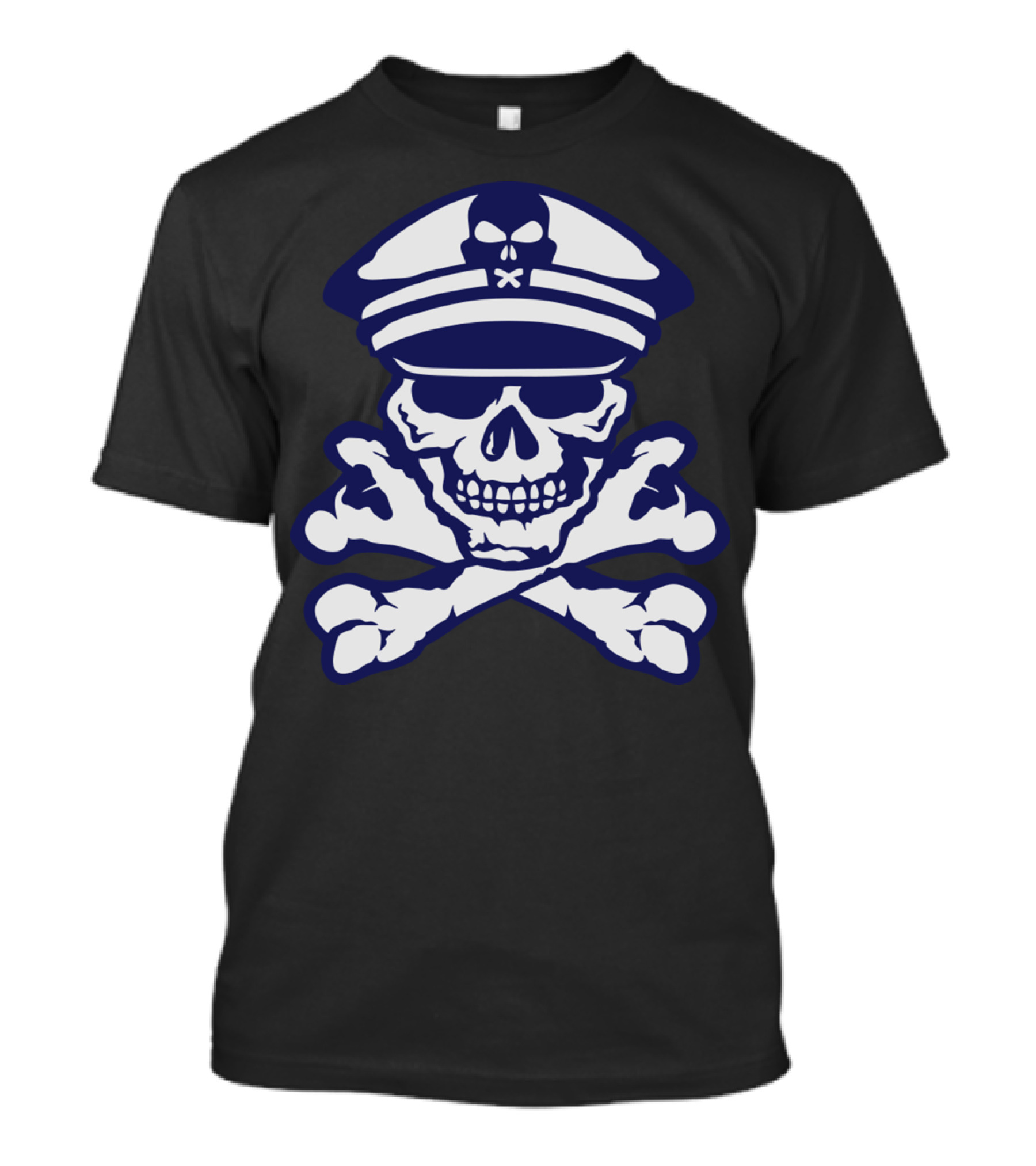Navy Skull Crossbones Skeleton Captain Hat 903 T-Shirt