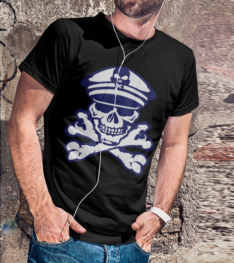 Navy Skull Crossbones Skeleton Captain Hat 903 T-Shirt
