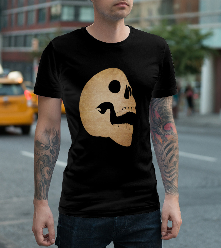 Skull Skeleton with Shark Fins in Profile T-Shirt