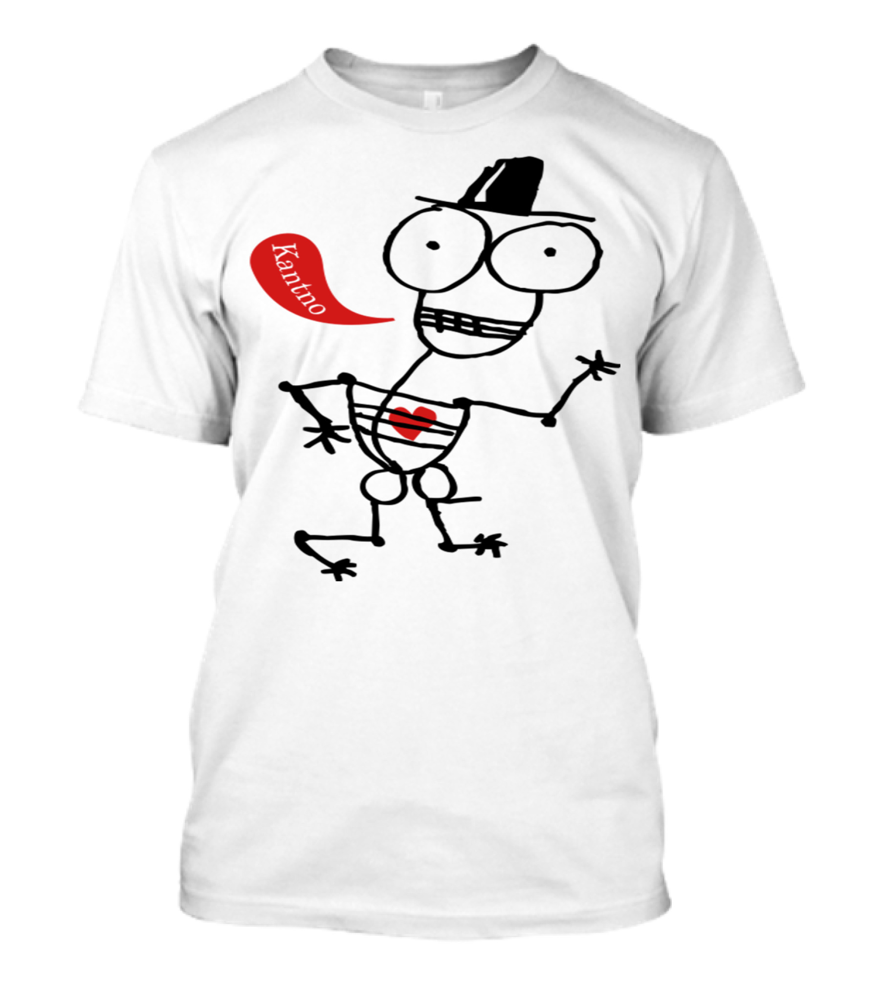 Kantno Cartoon Skeleton With Hat And Heart T-Shirt