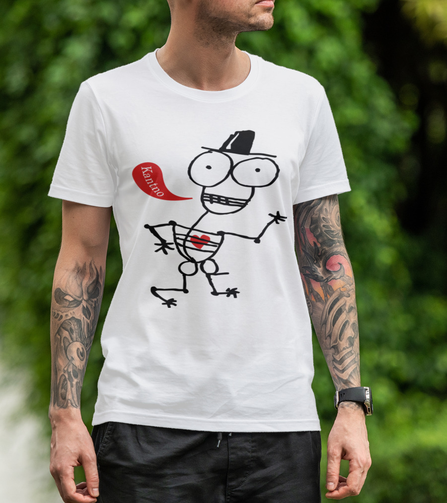Kantno Cartoon Skeleton With Hat And Heart T-Shirt