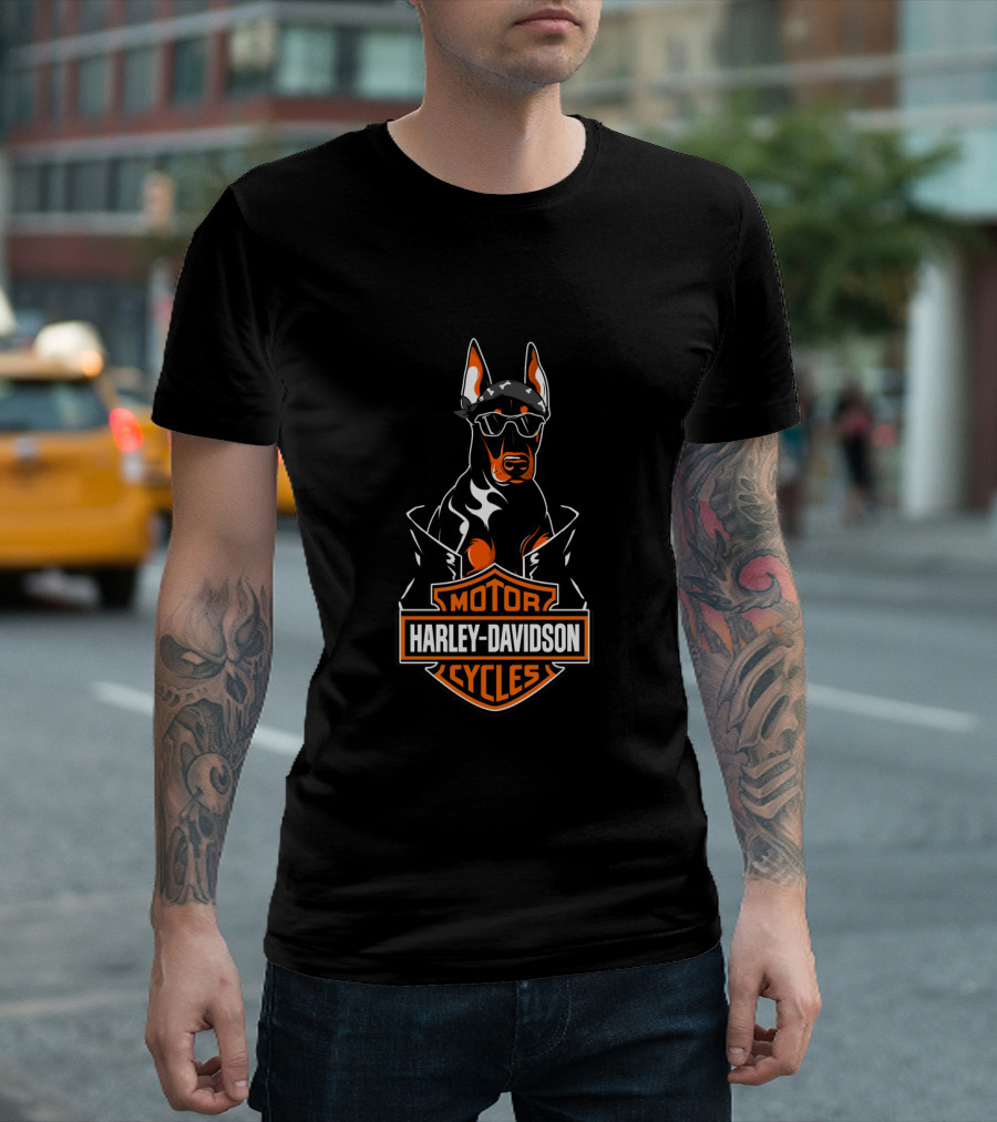Doberman Harley Davidson Motorcycles T-Shirt