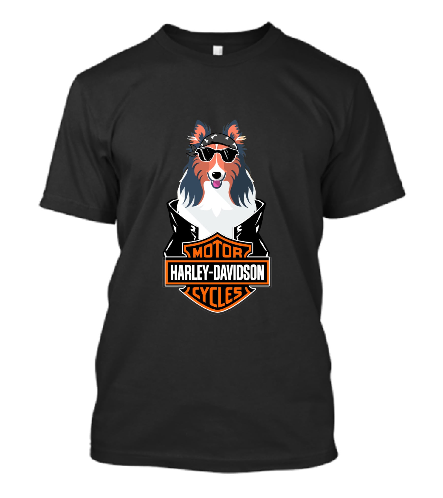 Collie Harley Davidson Motorcycles T-Shirt