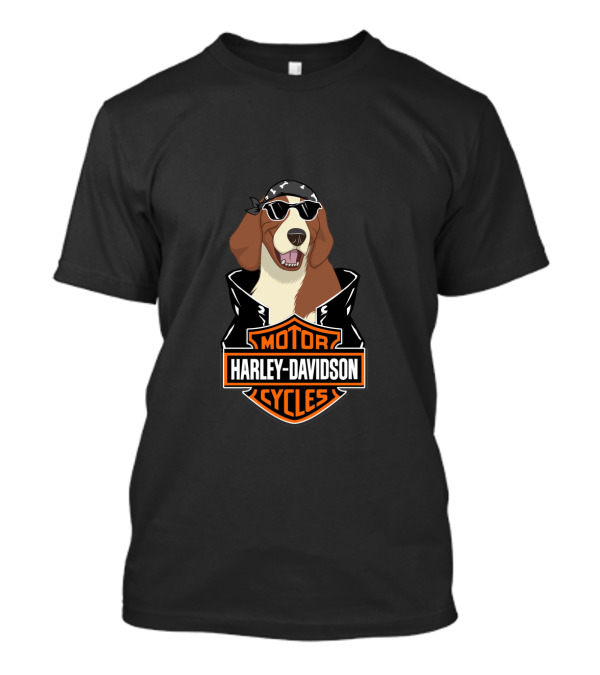 Harley Davidson Motor Cycles English Springer Spaniel Motorcycle T-Shirt