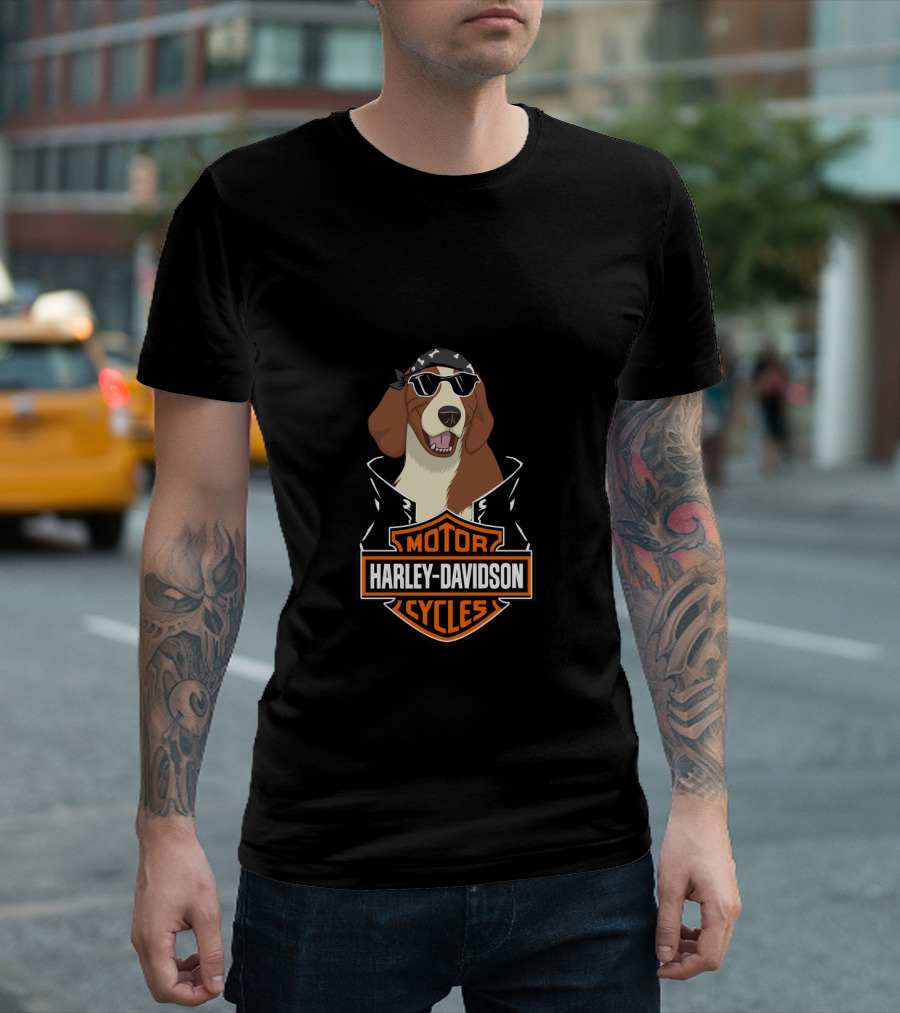 Harley Davidson Motor Cycles English Springer Spaniel Motorcycle T-Shirt