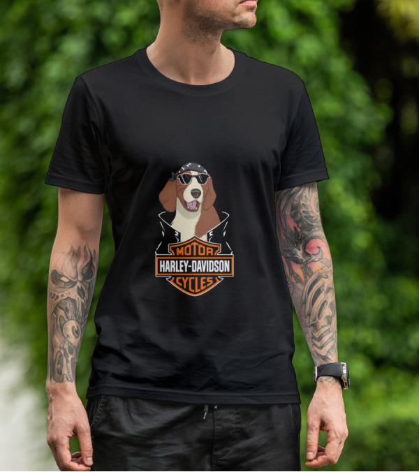 Harley Davidson Motor Cycles English Springer Spaniel Motorcycle T-Shirt