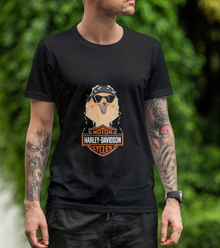 Pomeranians Harley Davidson Motorcycles T-Shirt
