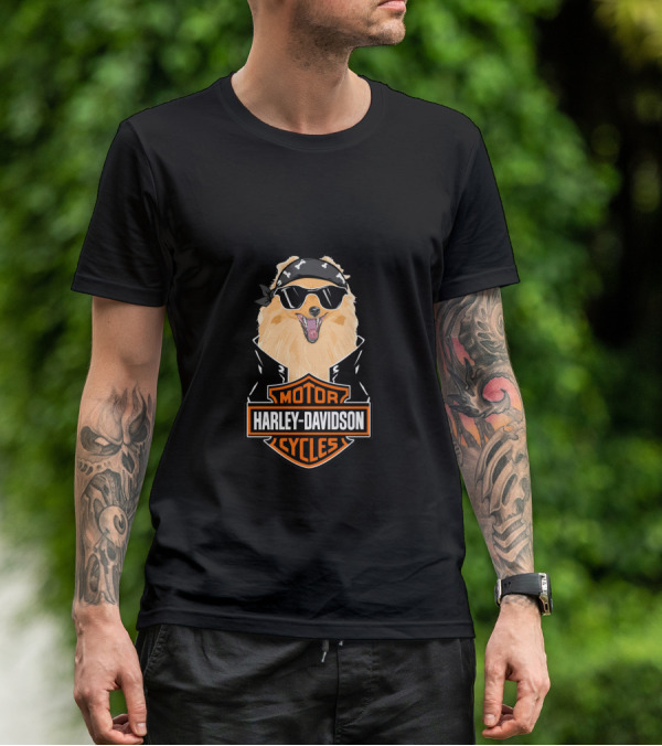 Pomeranians Harley Davidson Motorcycles T-Shirt
