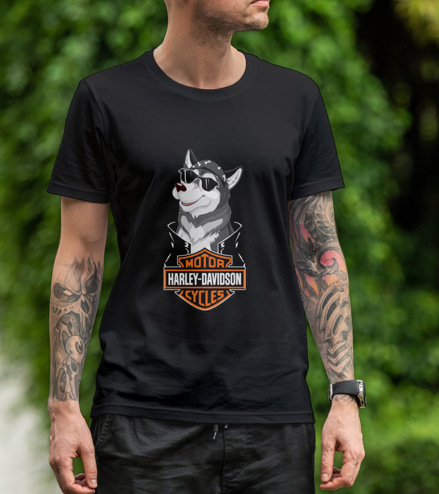 Huskies Harley Davidson Motorcycle Cycles T-Shirt