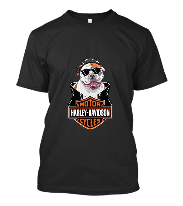 American Bulldog Harley Davidson Biker Style T-Shirt