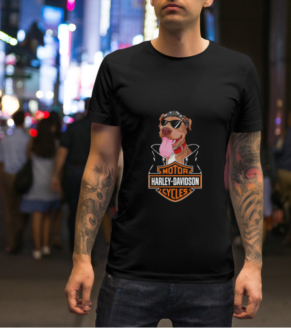 Harley Davidson American Pit Bull Terrier Biker T-Shirt