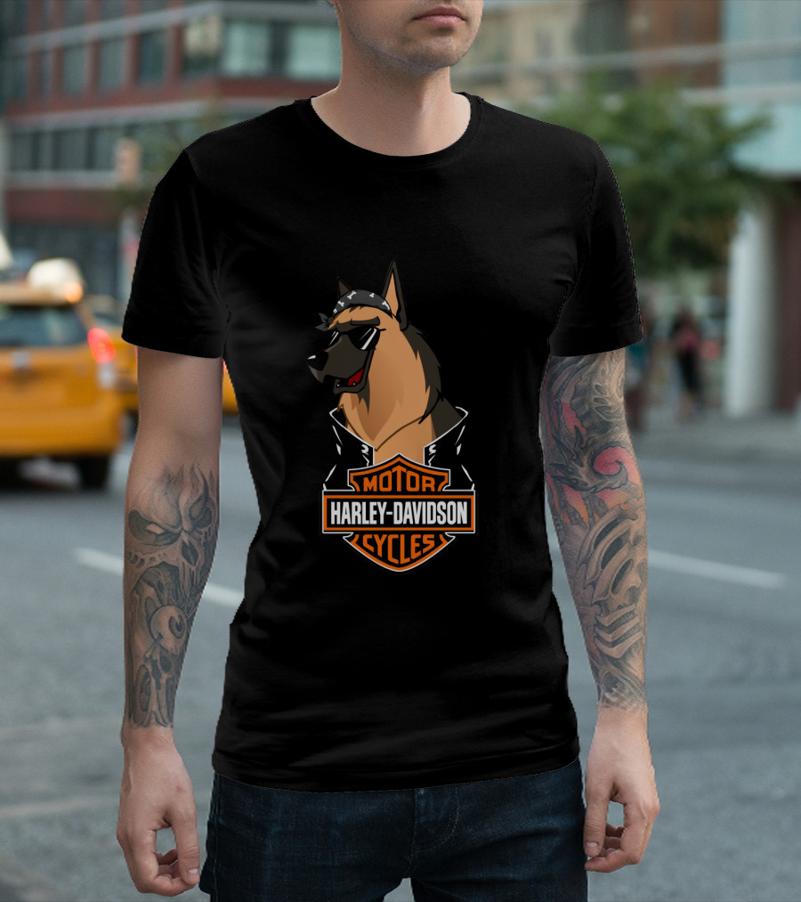 Belgian Shepherd Harley Davidson Cycles Biker T-Shirt