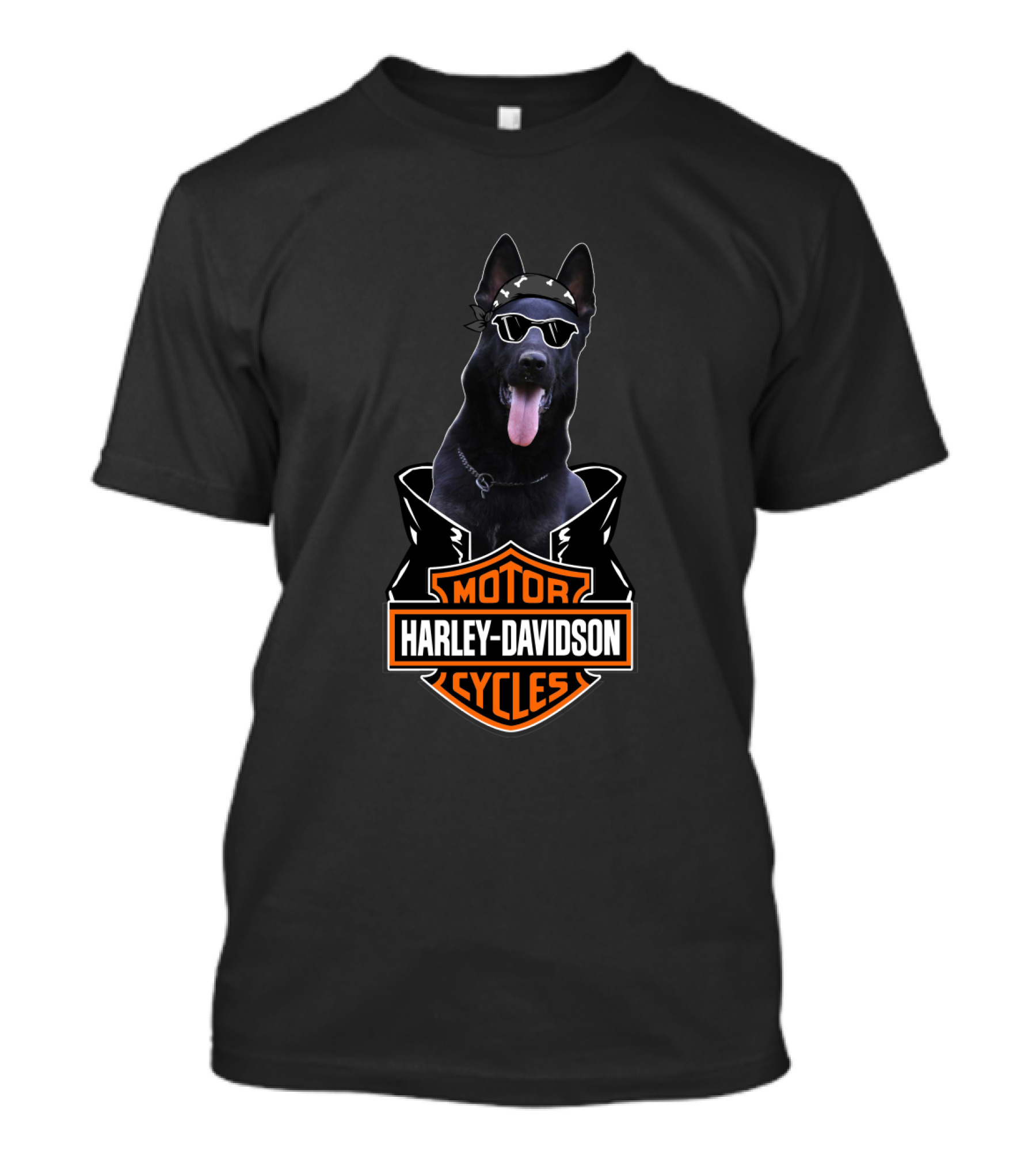 Harley Davidson Motor Cycles Black German Shepherd Biker T-Shirt